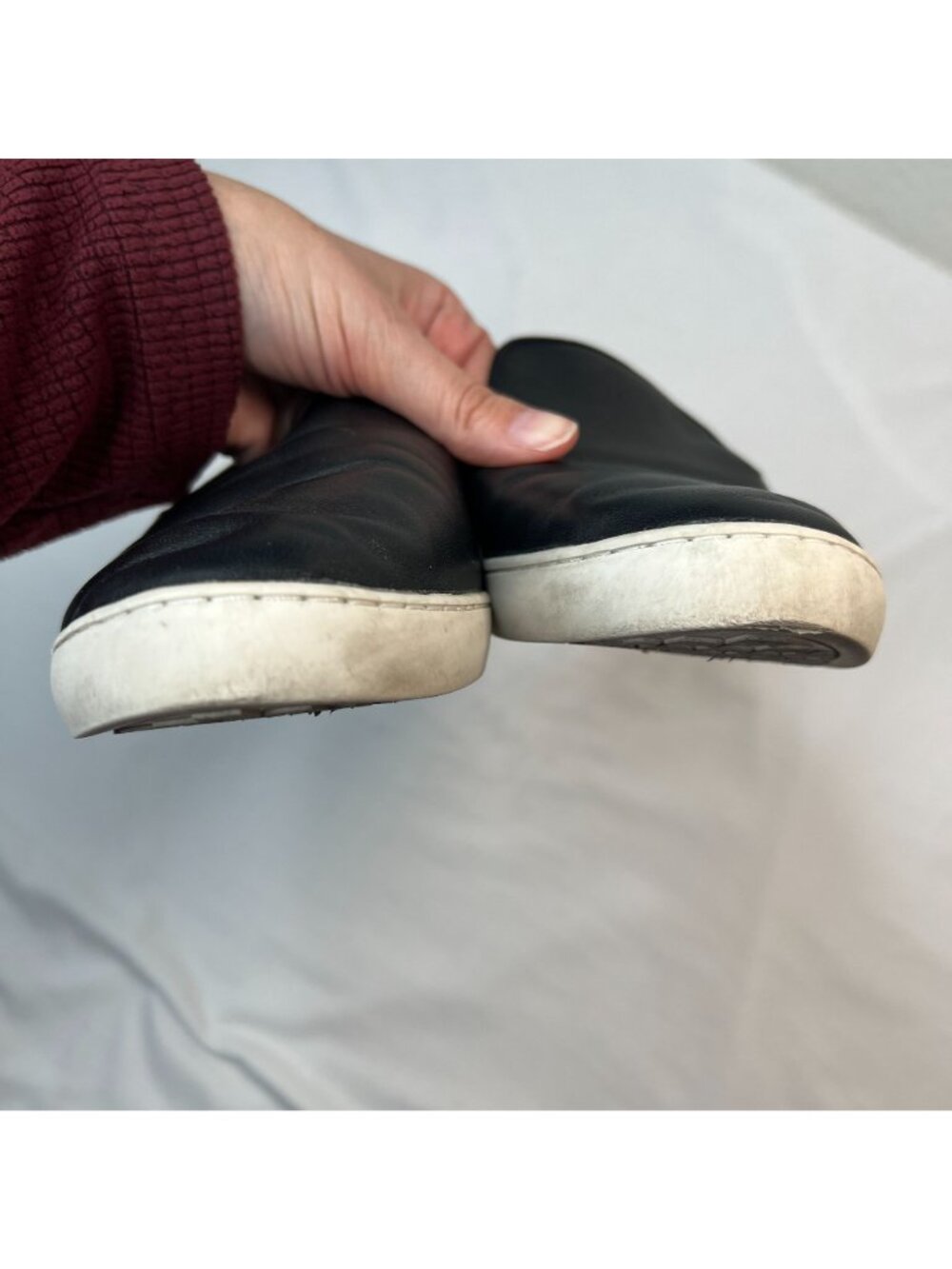 Birdies The Swift Slip-On Sneaker Smooth Black Leather Sneakers Casual 9 - Picture 12 of 14